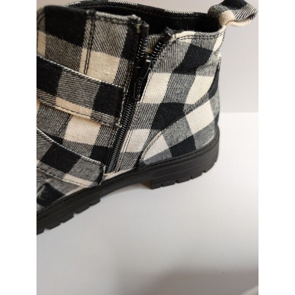 SO Fettuccine Women's Ankle Boot Black and White Buffalo Check Pattern Size 9M - Picture 4 of 16
